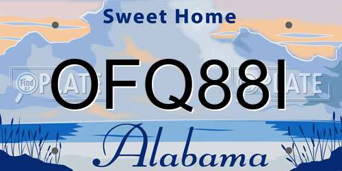 OFQ88I Alabama License Plate