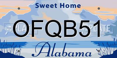 OFQB51 Alabama License Plate