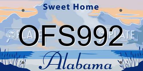 OFS992 Alabama License Plate