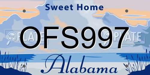 OFS997 Alabama License Plate