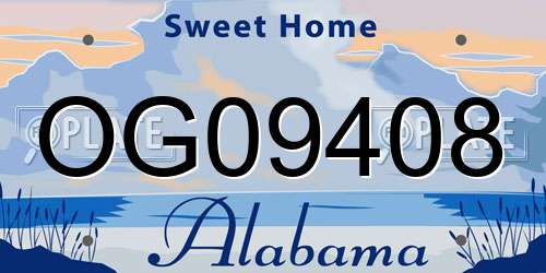 OG09408 Alabama License Plate