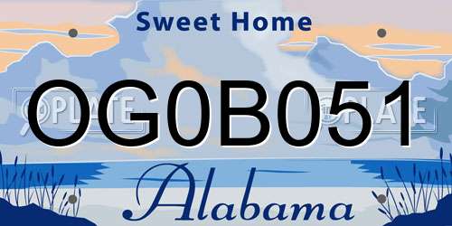 OG0B051 Alabama License Plate