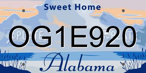OG1E920 Alabama License Plate