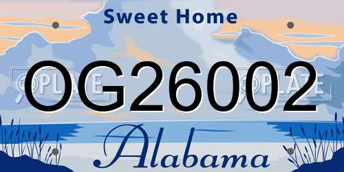 OG26002 Alabama License Plate