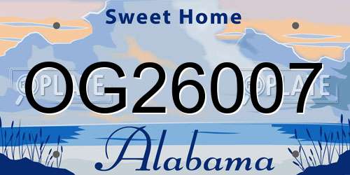 OG26007 Alabama License Plate