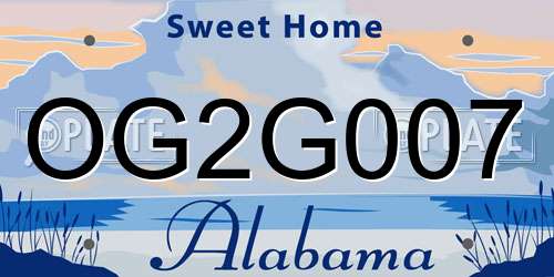 OG2G007 Alabama License Plate
