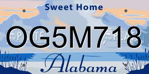 OG5M718 Alabama License Plate