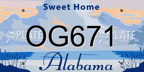 OG671 Alabama License Plate