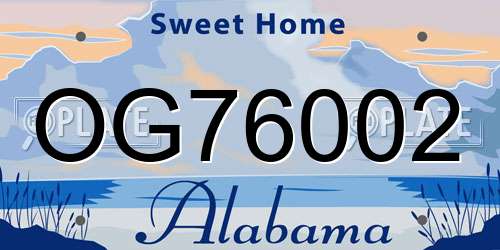 OG76002 Alabama License Plate