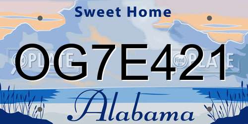 OG7E421 Alabama License Plate