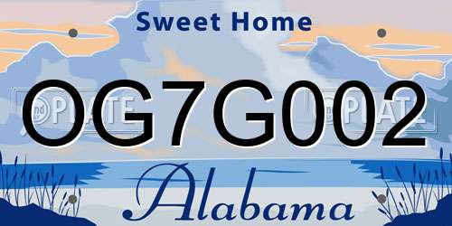 OG7G002 Alabama License Plate