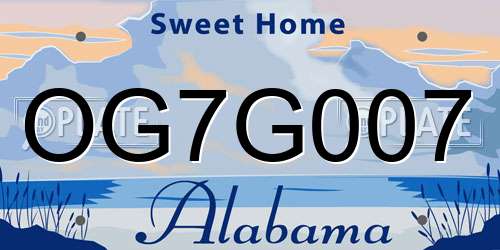 OG7G007 Alabama License Plate