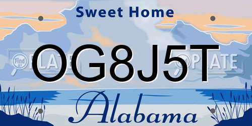 OG8J5T Alabama License Plate