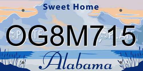 OG8M715 Alabama License Plate