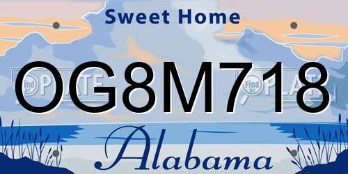 OG8M718 Alabama License Plate