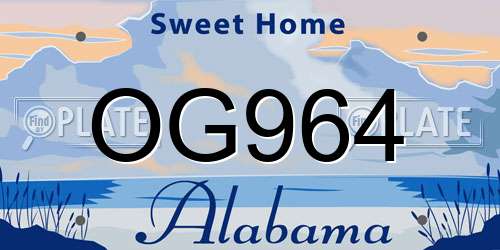 OG964 Alabama License Plate
