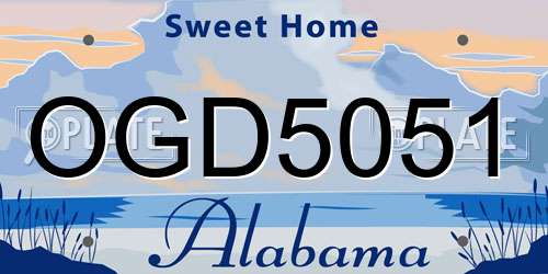 OGD5051 Alabama License Plate