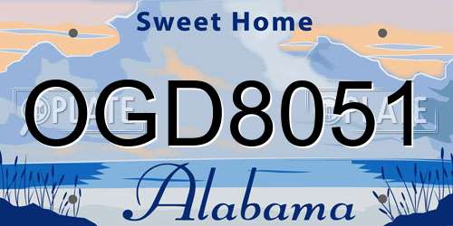 OGD8051 Alabama License Plate