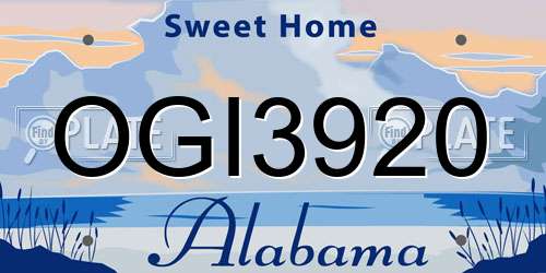 OGI3920 Alabama License Plate