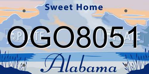 OGO8051 Alabama License Plate
