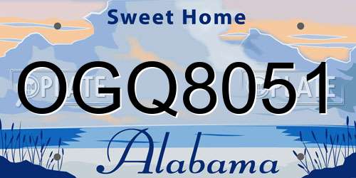 OGQ8051 Alabama License Plate