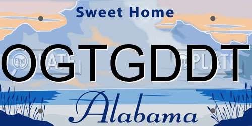 OGTGDDT Alabama License Plate