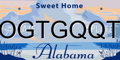 OGTGQQT Alabama License Plate