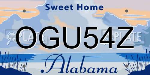 OGU54Z Alabama License Plate