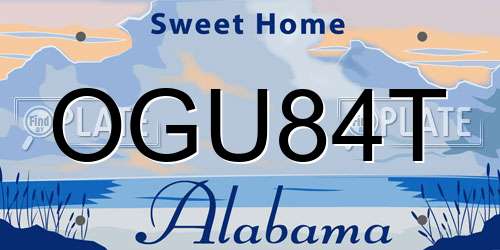OGU84T Alabama License Plate