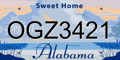 OGZ3421 Alabama License Plate