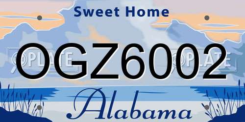 OGZ6002 Alabama License Plate