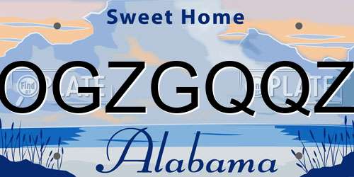OGZGQQZ Alabama License Plate