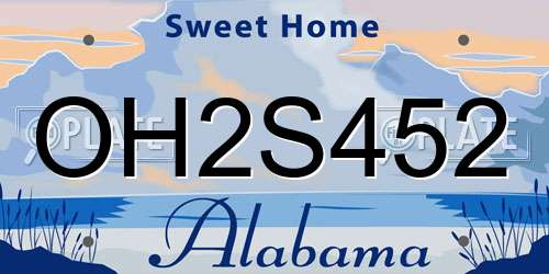 OH2S452 Alabama License Plate