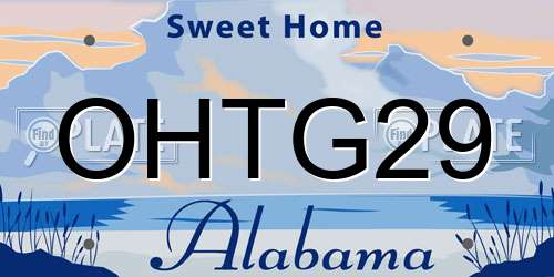 OHTG29 Alabama License Plate