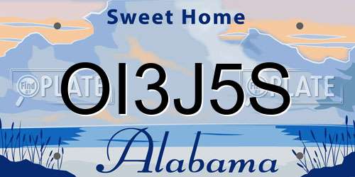 OI3J5S Alabama License Plate