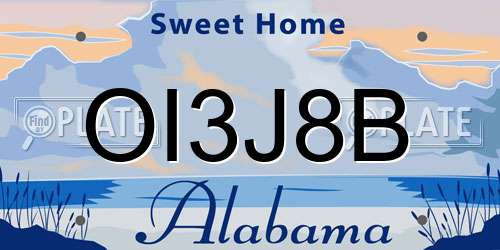 OI3J8B Alabama License Plate