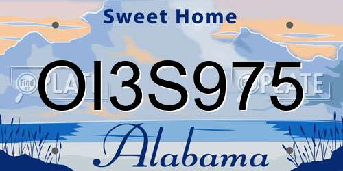 OI3S975 Alabama License Plate