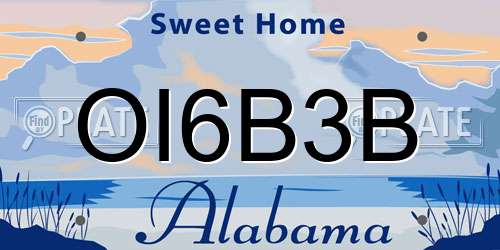 OI6B3B Alabama License Plate