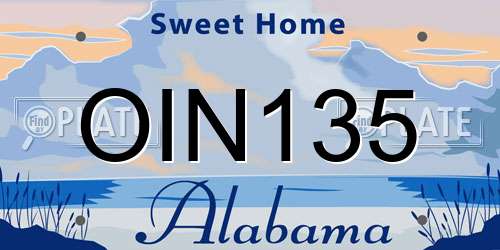 OIN135 Alabama License Plate