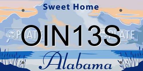OIN13S Alabama License Plate