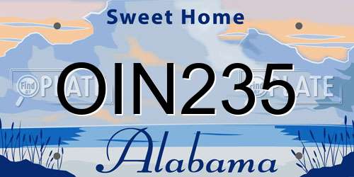 OIN235 Alabama License Plate