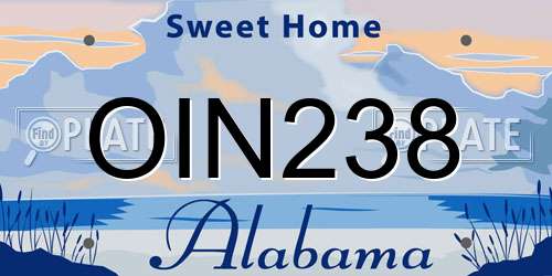 OIN238 Alabama License Plate