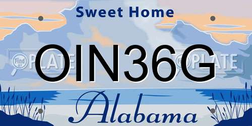 OIN36G Alabama License Plate