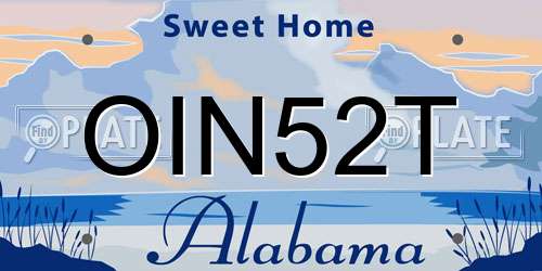 OIN52T Alabama License Plate