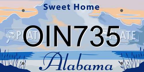 OIN735 Alabama License Plate