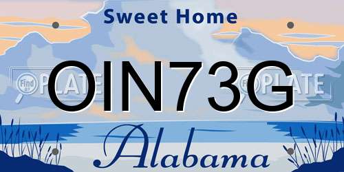 OIN73G Alabama License Plate