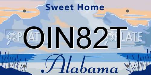 OIN82T Alabama License Plate