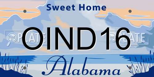 OIND16 Alabama License Plate