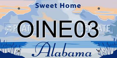 OINE03 Alabama License Plate