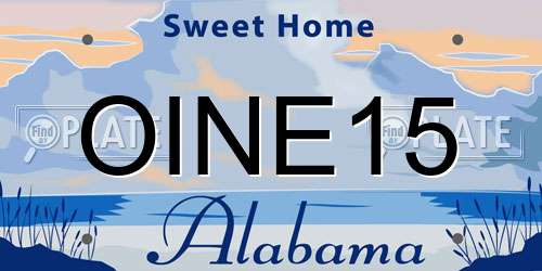OINE15 Alabama License Plate
